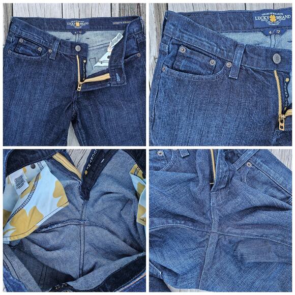 Straight Leg Jeans Lucky Brand Sweet Straight Size 4/27 Dark Wash Stretch Denim - Picture 1 of 11